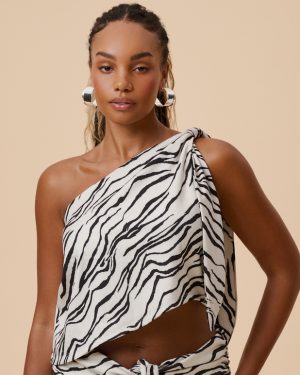 One Shoulder Top - Zebra